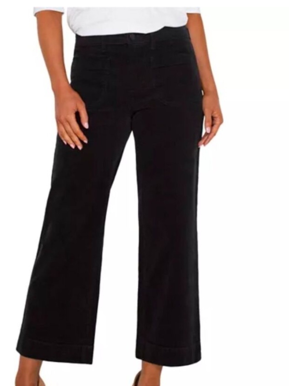 Liverpool Wide Leg Corduroy Pants in Black